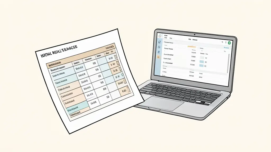 close-up of a betting risk worksheet showing a nominal balance and several open stakes, laptop with an unlabeled odds interface, editorial photography without text or logos