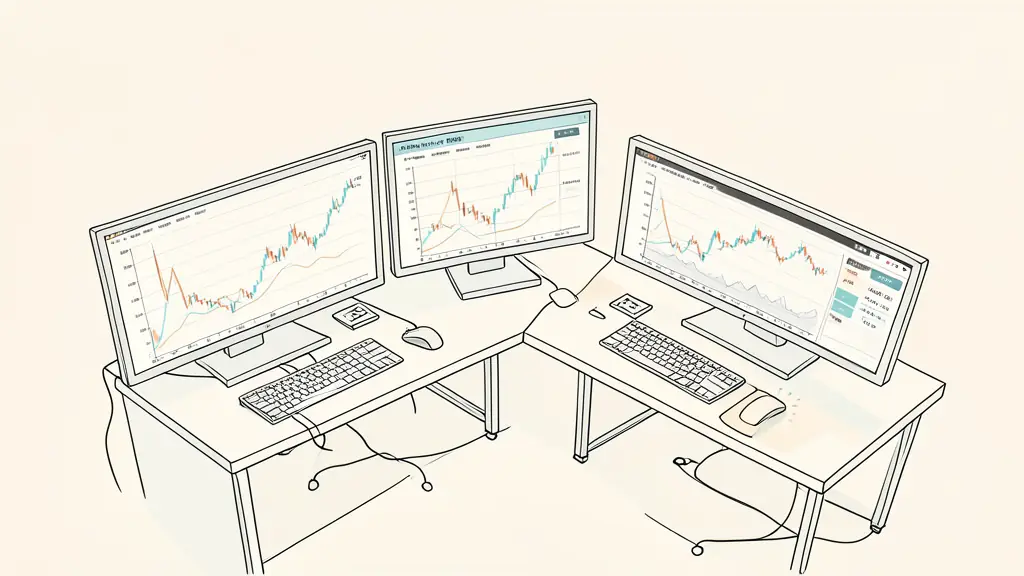 A high-angle shot of a modern trading room with multiple monitors showing complex financial charts and a digital leaderboard ranking traders by percentage of profit.