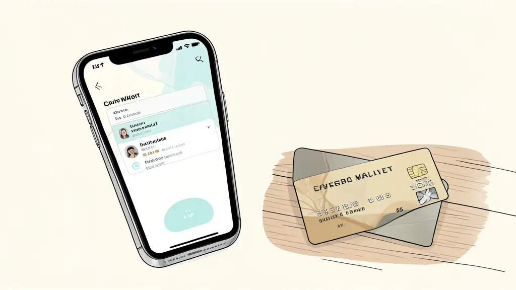 A close-up of a smartphone screen displaying a digital wallet confirmation and a credit card on a wooden desk, editorial style, soft natural light